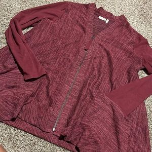 LOGO by Lori Goldstein two-tone zippered v-neck cardigan (L) EUC!